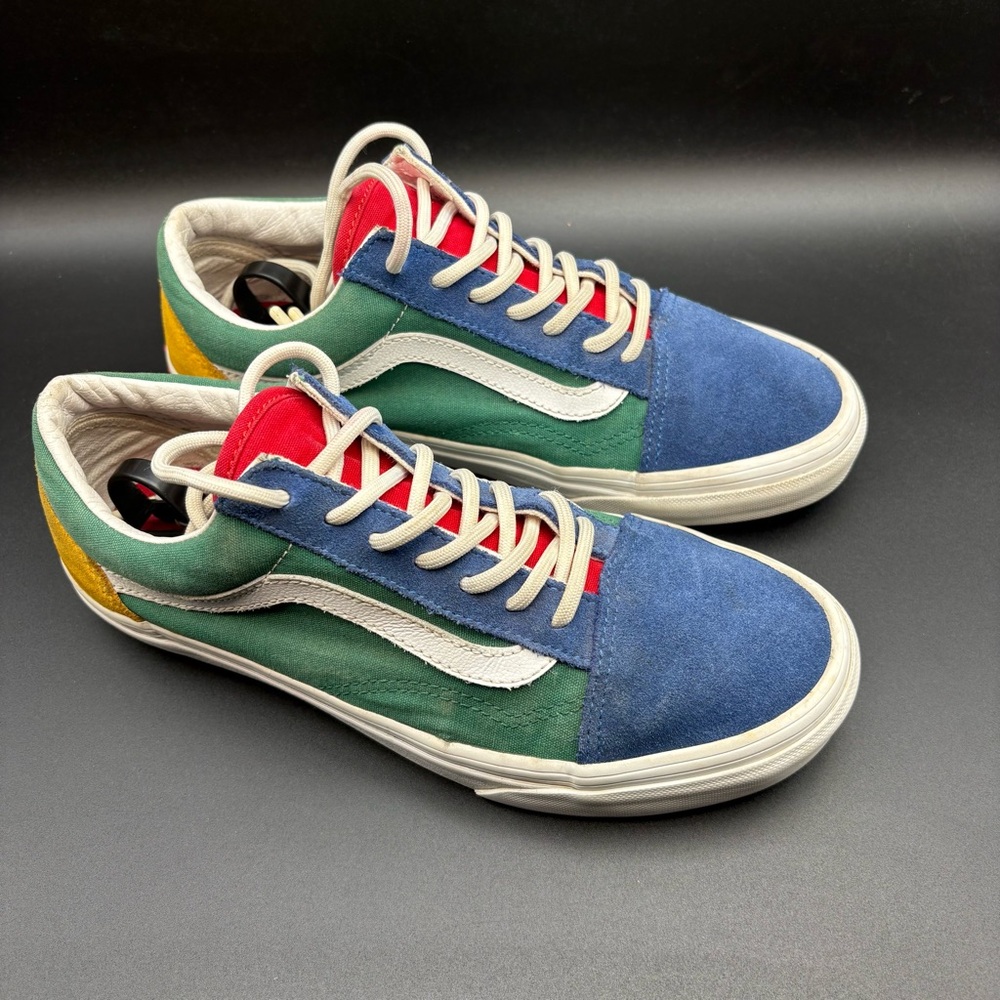 Vans Old Skool sneakers, Blue Green Yellow Multicolor,  Mens 6, Womens 7.5